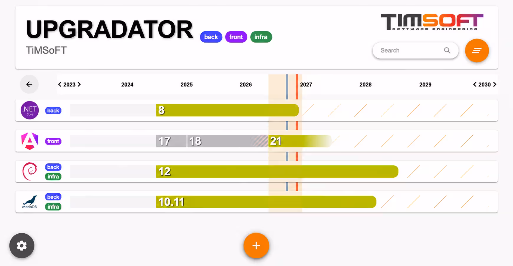 Upgradator - suivi de l'obsolescence d'un parc applicatif par TIMSOFT, ESN Paris Upgradator - solution de veille technologique et de suivi de l'obsolescence developpee par TIMSOFT, ESN Paris